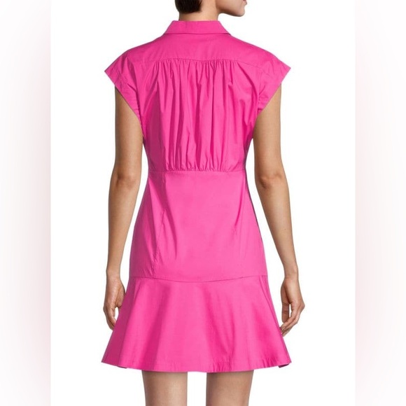 NEW MICHAEL MICHAEL KORS Pleated Cap Sleeve Mini Dress Pink Medium Shirt Dress - Picture 2 of 16